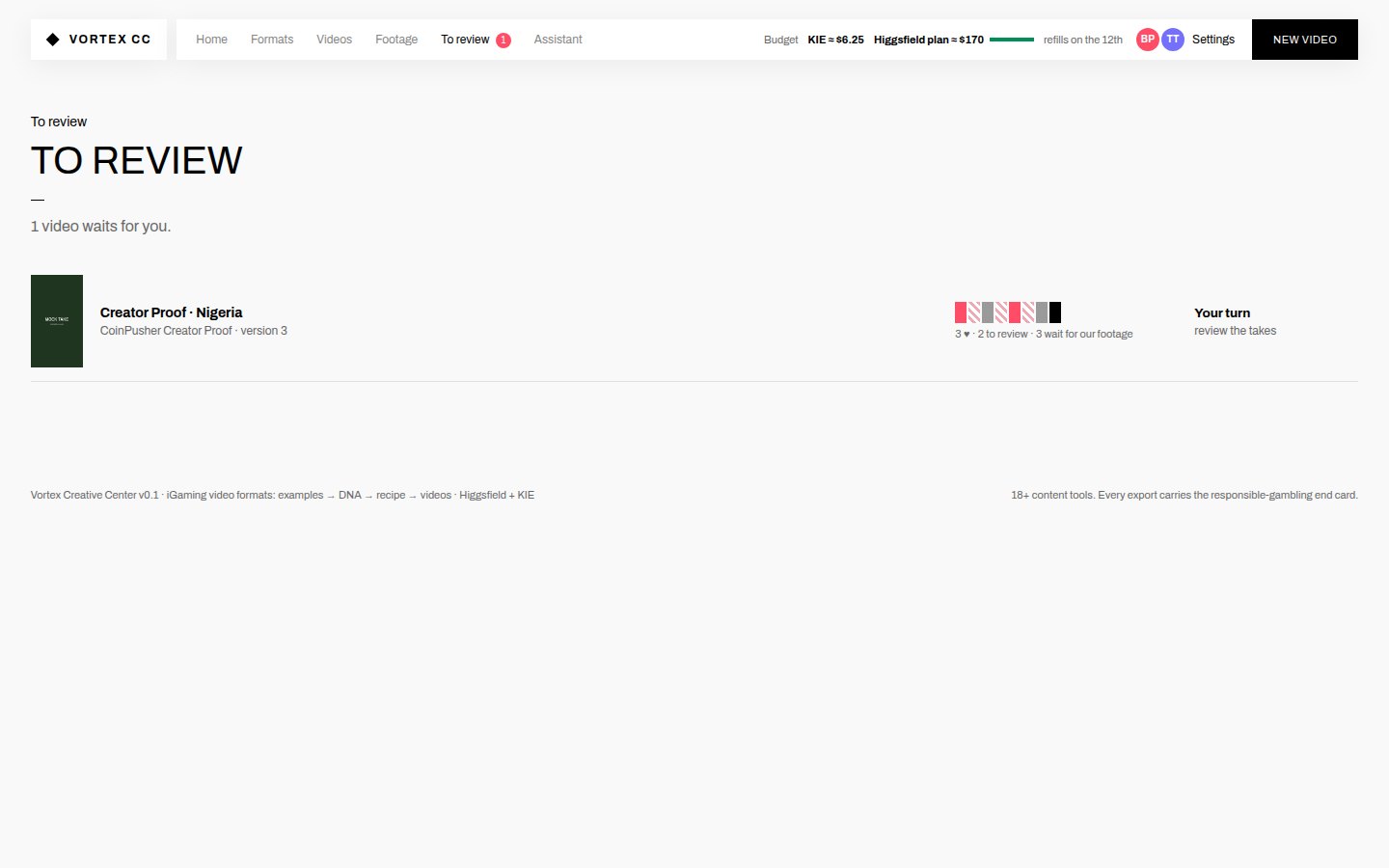 Built: The teammate’s To review list (a test account in the copy): “Your turn · review 