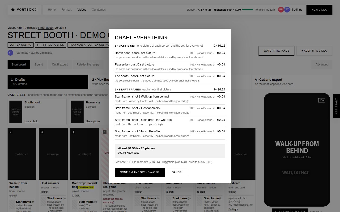 The run dialog grouped by step